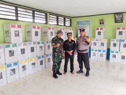 Jajaran Polres Dharmasraya dan TNI Bersatu Amankan Logistik Pemilu di Tempat Pemungutan Suara