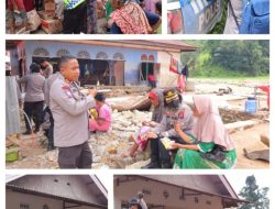 Polwan Polres Pessel berikan Trauma Healing kepada korban Banjir dan Longsor