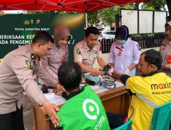 Pemeriksaan Kesehatan Gratis bagi Pengemudi Ojek Online dalam Rangka HUT Bhayangkara ke-79 di Polda Sumbar dan Jajaran