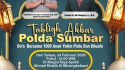 Polda Sumbar Gelar Tabligh Akbar dan Doa Bersama 1000 Anak Yatim Bersama Ustadz Adi Hidayat