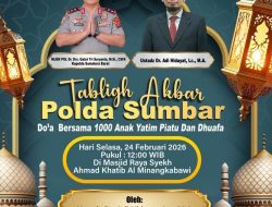 Polda Sumbar Gelar Tabligh Akbar dan Doa Bersama 1000 Anak Yatim Bersama Ustadz Adi Hidayat